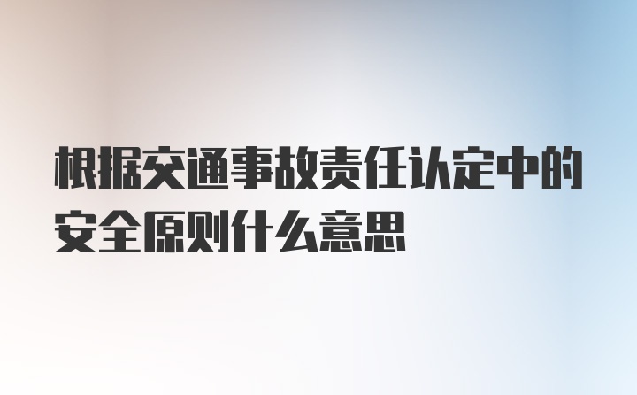 根据交通事故责任认定中的安全原则什么意思