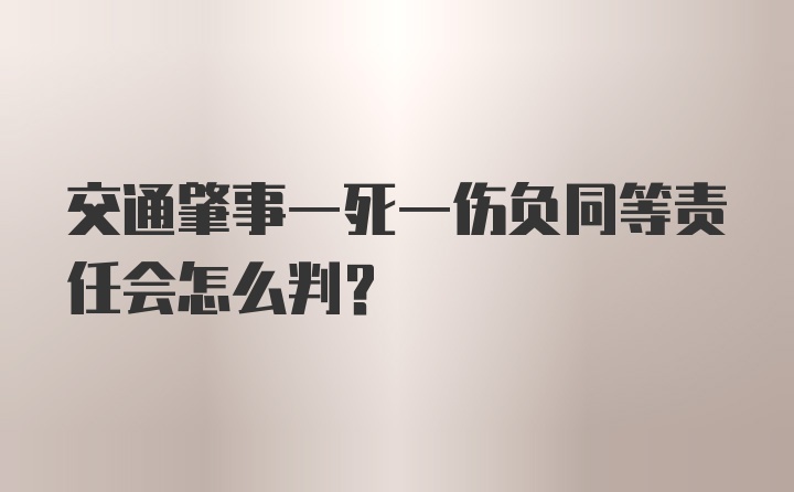 交通肇事一死一伤负同等责任会怎么判？