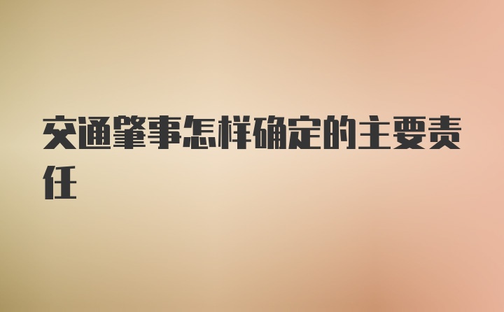 交通肇事怎样确定的主要责任