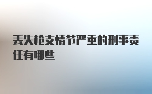 丢失枪支情节严重的刑事责任有哪些