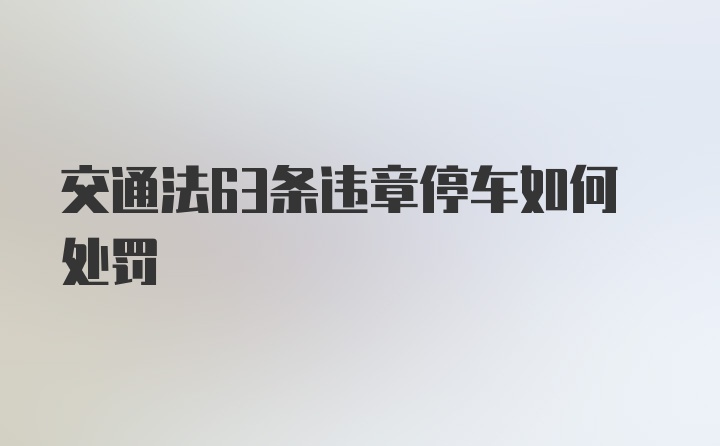 交通法63条违章停车如何处罚