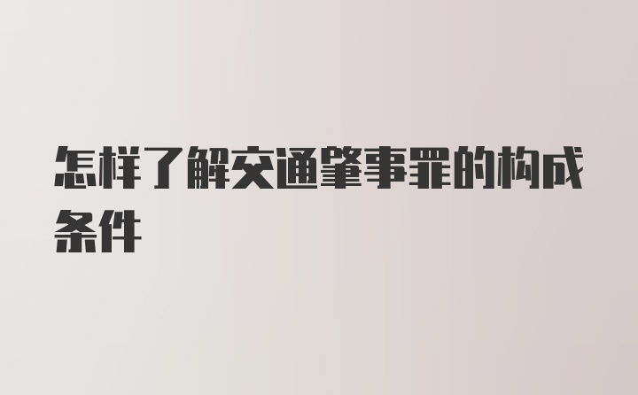 怎样了解交通肇事罪的构成条件