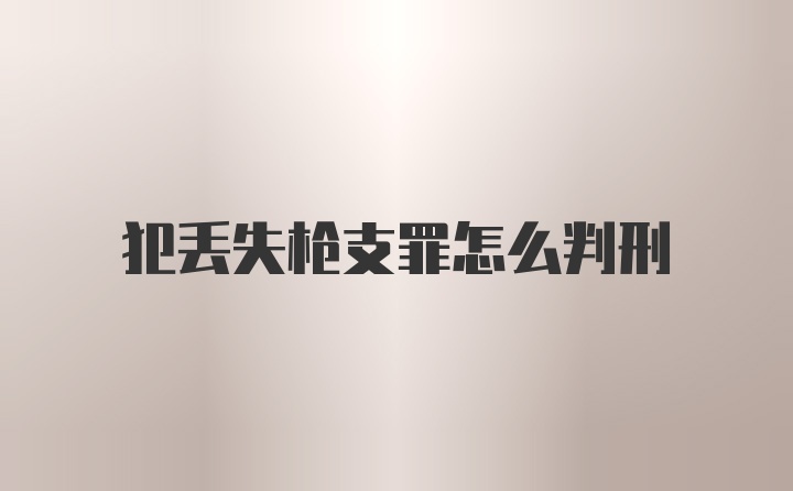 犯丢失枪支罪怎么判刑