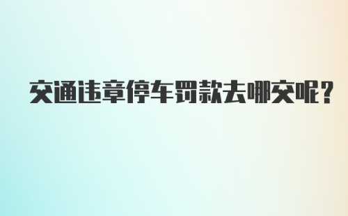 交通违章停车罚款去哪交呢？