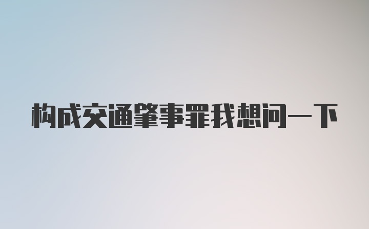 构成交通肇事罪我想问一下