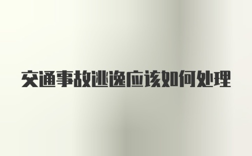 交通事故逃逸应该如何处理