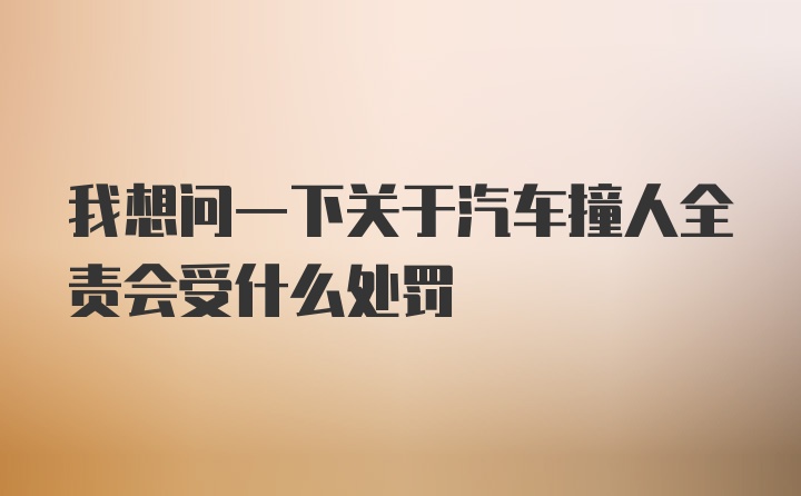 我想问一下关于汽车撞人全责会受什么处罚