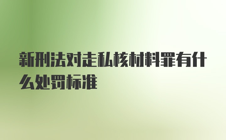 新刑法对走私核材料罪有什么处罚标准