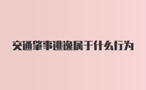 交通肇事逃逸属于什么行为