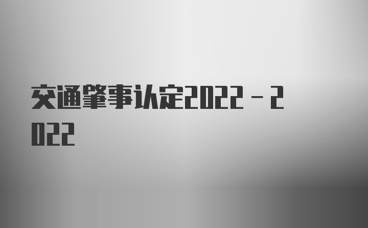 交通肇事认定2022-2022