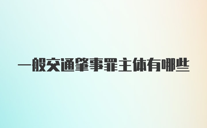 一般交通肇事罪主体有哪些