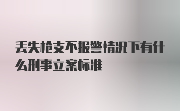 丢失枪支不报警情况下有什么刑事立案标准