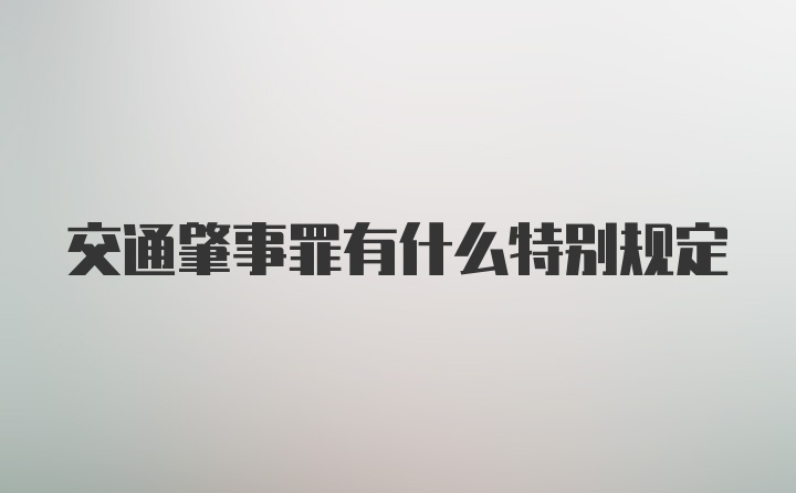 交通肇事罪有什么特别规定