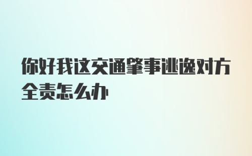 你好我这交通肇事逃逸对方全责怎么办