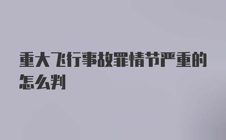 重大飞行事故罪情节严重的怎么判