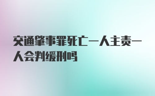 交通肇事罪死亡一人主责一人会判缓刑吗