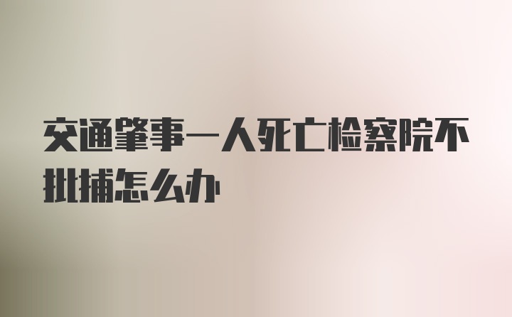 交通肇事一人死亡检察院不批捕怎么办