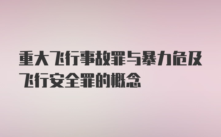 重大飞行事故罪与暴力危及飞行安全罪的概念