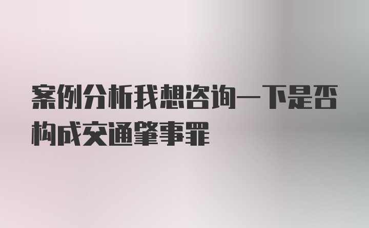 案例分析我想咨询一下是否构成交通肇事罪