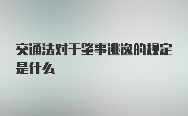 交通法对于肇事逃逸的规定是什么