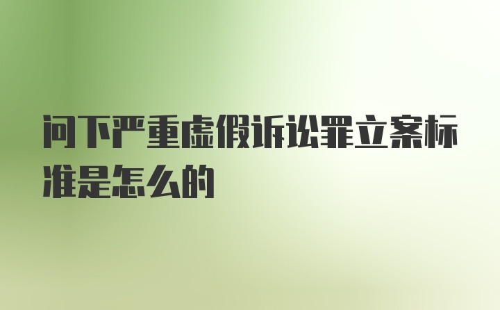 问下严重虚假诉讼罪立案标准是怎么的