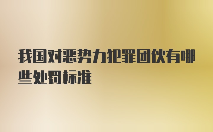 我国对恶势力犯罪团伙有哪些处罚标准