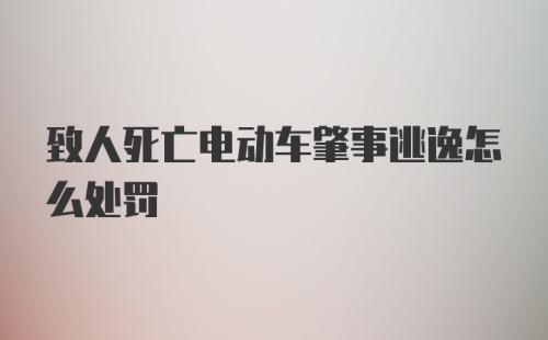 致人死亡电动车肇事逃逸怎么处罚