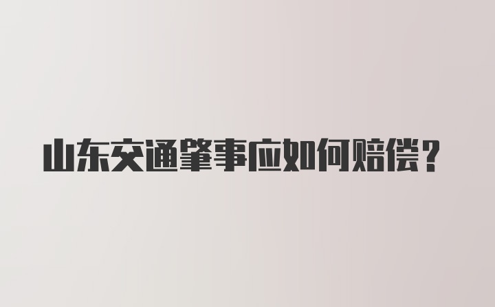 山东交通肇事应如何赔偿？