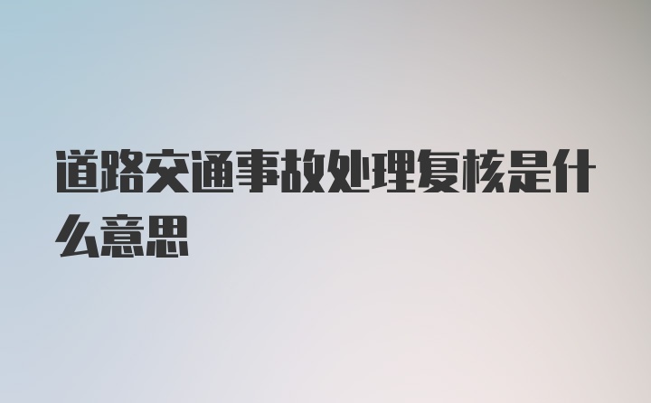 道路交通事故处理复核是什么意思