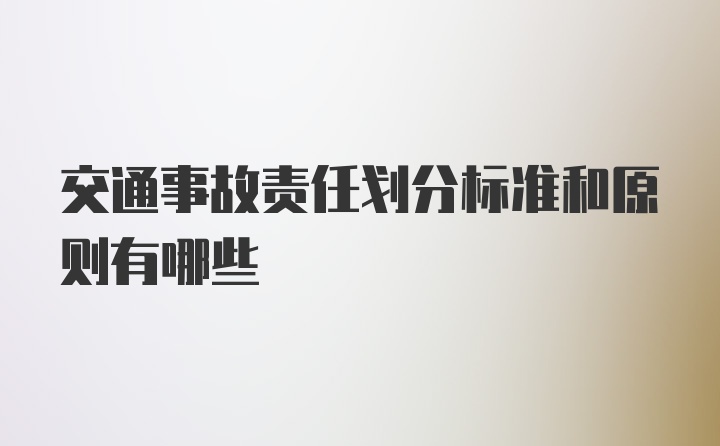 交通事故责任划分标准和原则有哪些