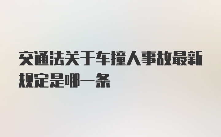 交通法关于车撞人事故最新规定是哪一条