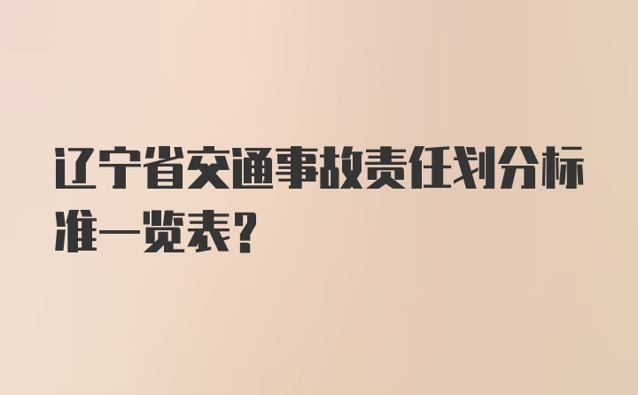 辽宁省交通事故责任划分标准一览表？