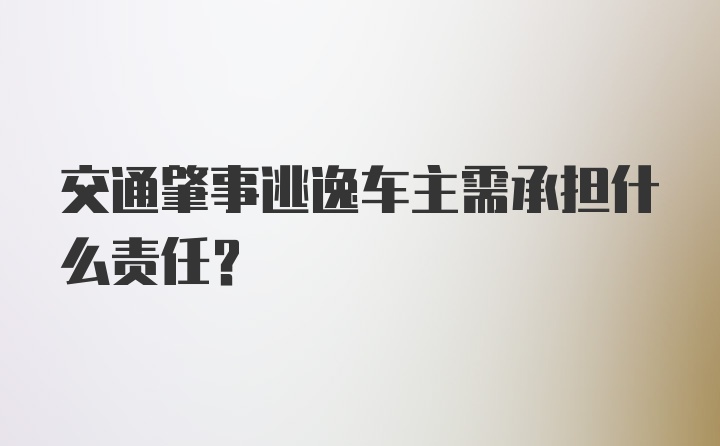 交通肇事逃逸车主需承担什么责任？