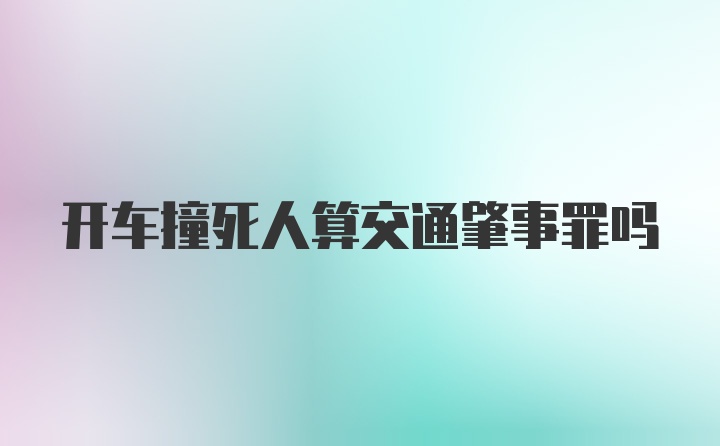 开车撞死人算交通肇事罪吗