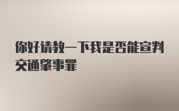 你好请教一下我是否能宣判交通肇事罪