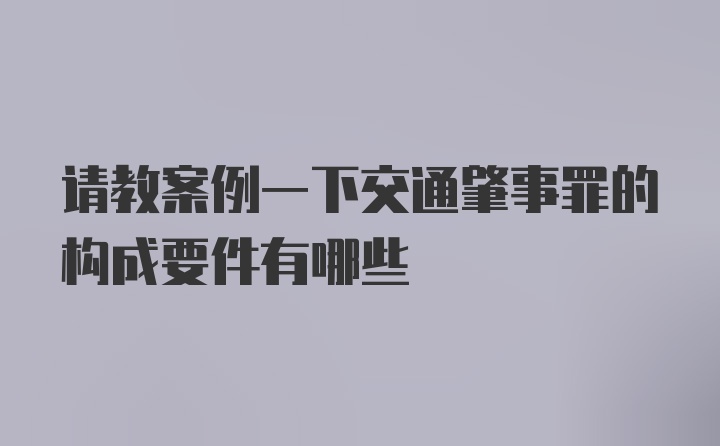 请教案例一下交通肇事罪的构成要件有哪些