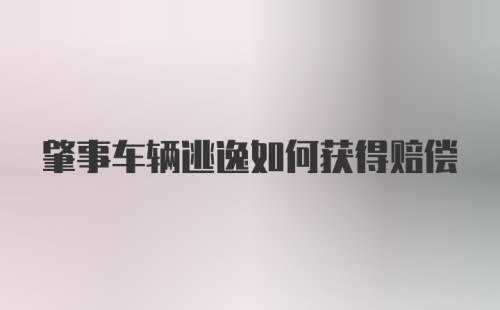 肇事车辆逃逸如何获得赔偿