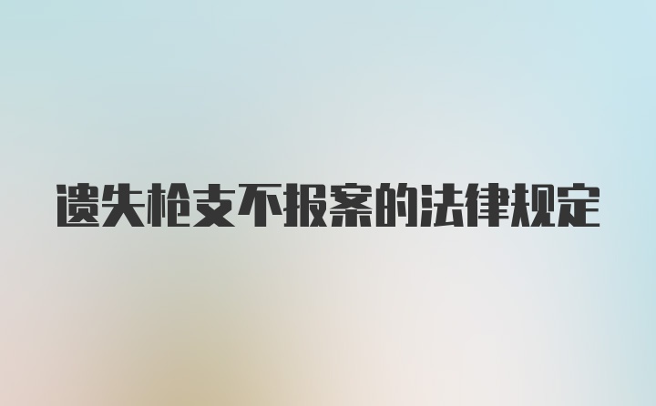 遗失枪支不报案的法律规定