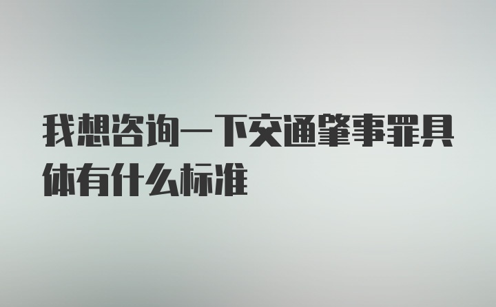 我想咨询一下交通肇事罪具体有什么标准