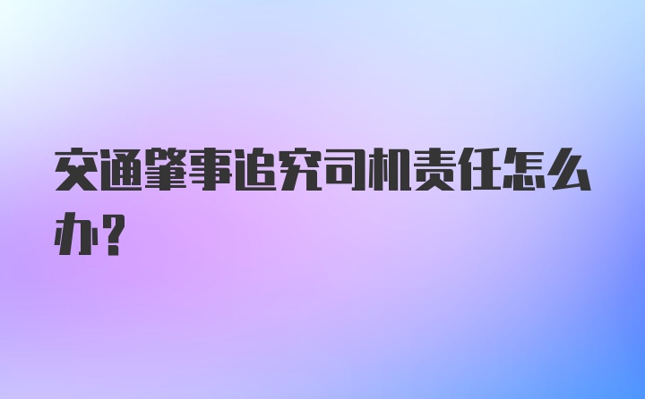 交通肇事追究司机责任怎么办？