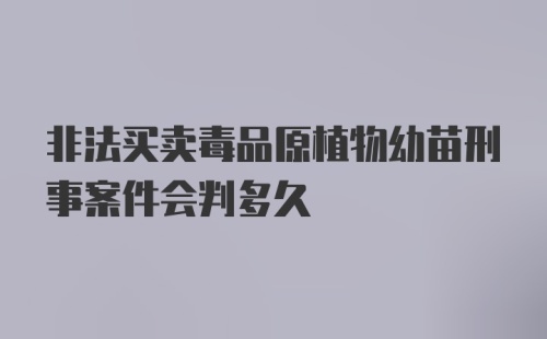 非法买卖毒品原植物幼苗刑事案件会判多久