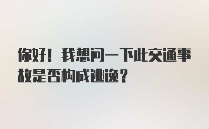 你好！我想问一下此交通事故是否构成逃逸？