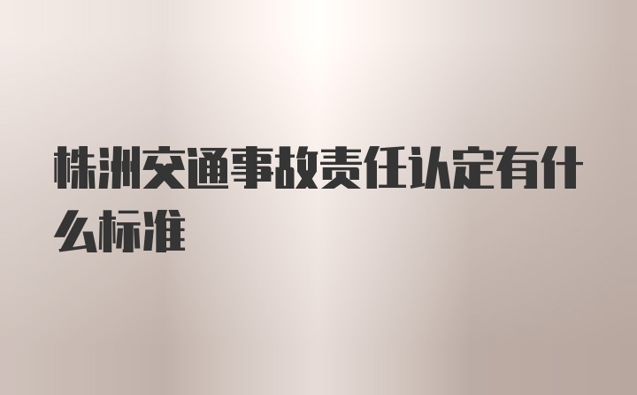 株洲交通事故责任认定有什么标准