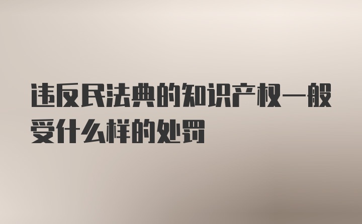 违反民法典的知识产权一般受什么样的处罚