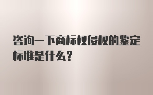 咨询一下商标权侵权的鉴定标准是什么？