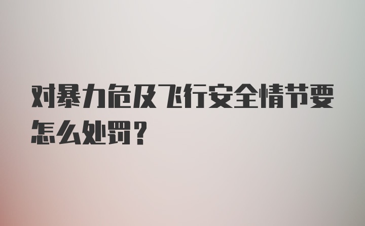 对暴力危及飞行安全情节要怎么处罚？