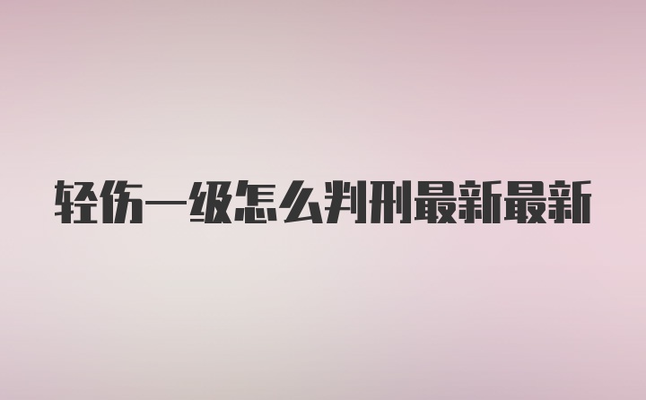 轻伤一级怎么判刑最新最新