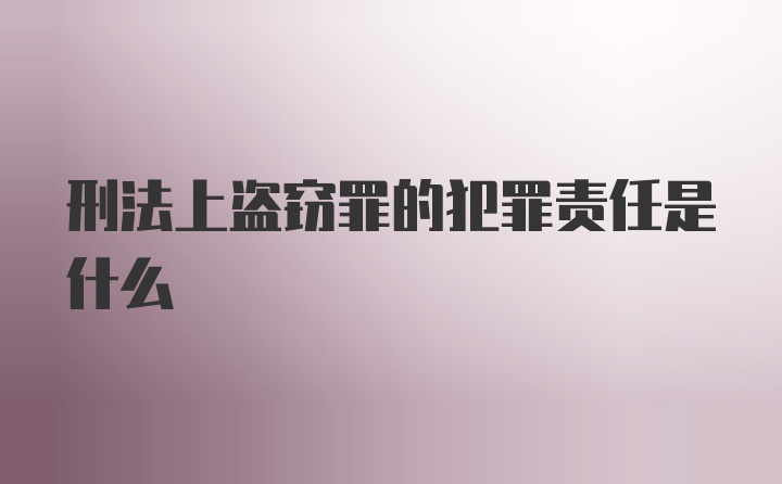 刑法上盗窃罪的犯罪责任是什么