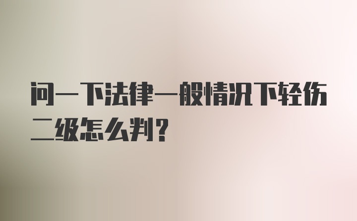 问一下法律一般情况下轻伤二级怎么判？