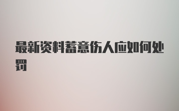 最新资料蓄意伤人应如何处罚